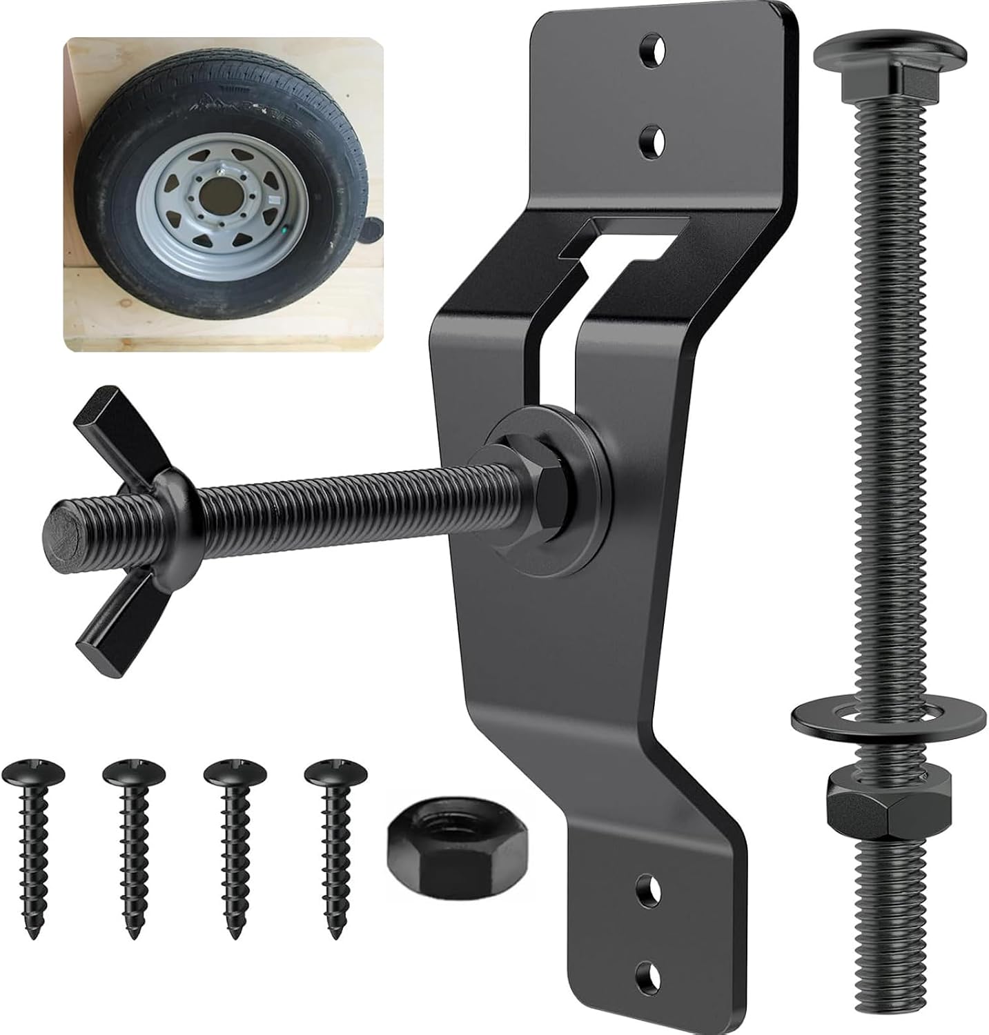Boat Trailer Spare Tire Mount for Utility Trailer Spare Tire Holder Wall Mount for Enclosed Trailers, Cargo Race Box Trailers, Trucks, Vans, Garages, Warehouses and Semis Black