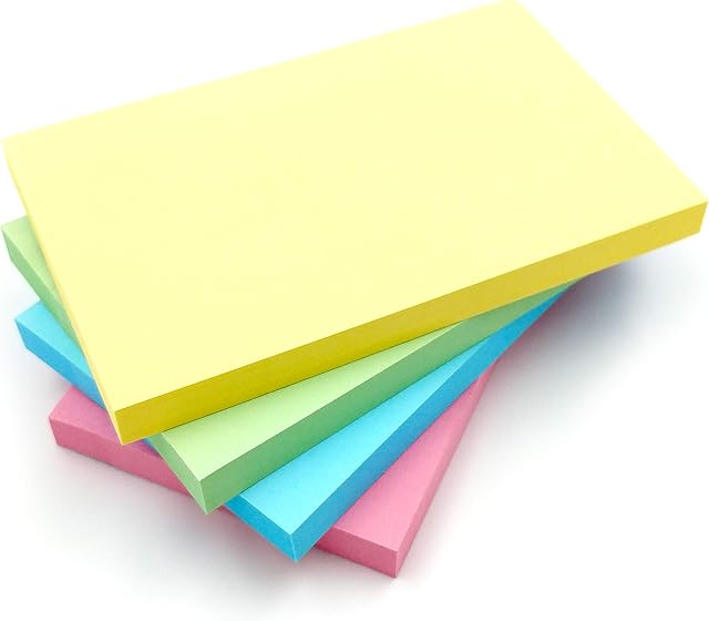 Evergreen Goods 8 x Pastel Sticky Notes Post Pads | Removable Self Adhesive | 76mm x 127mm 3"x 5" 100 Sheets per Pad | for Reminders, Note-Taking, Jotting, Doodles