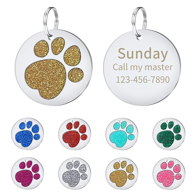 CAMAL 2 Piezas Chapa Perro Grabada, Chapas Personalizadas Forma Redonda