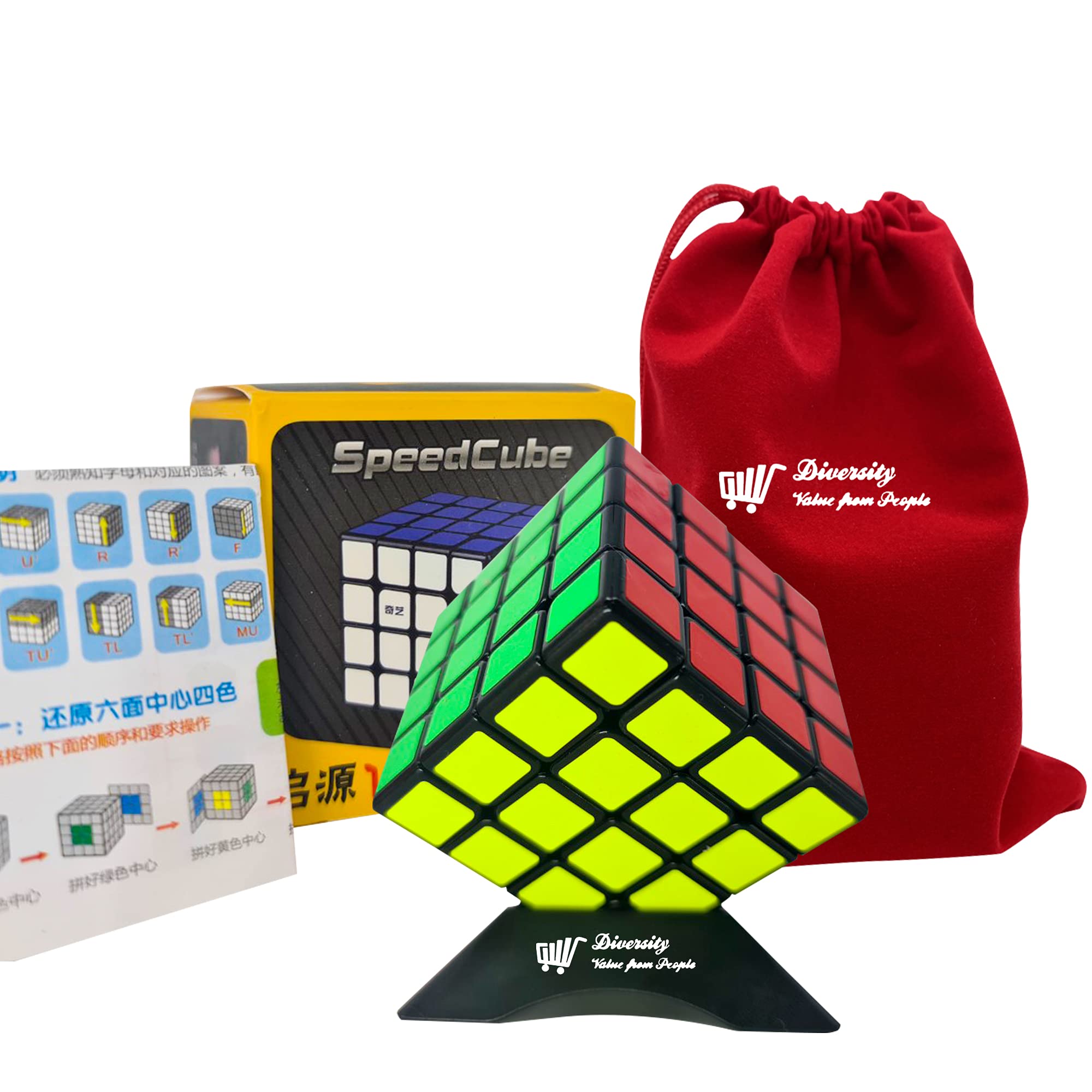 Diversity® 4x4 Speed Cube Stickerless Magic Cube 4x4x4 Puzzle Toys (Black)