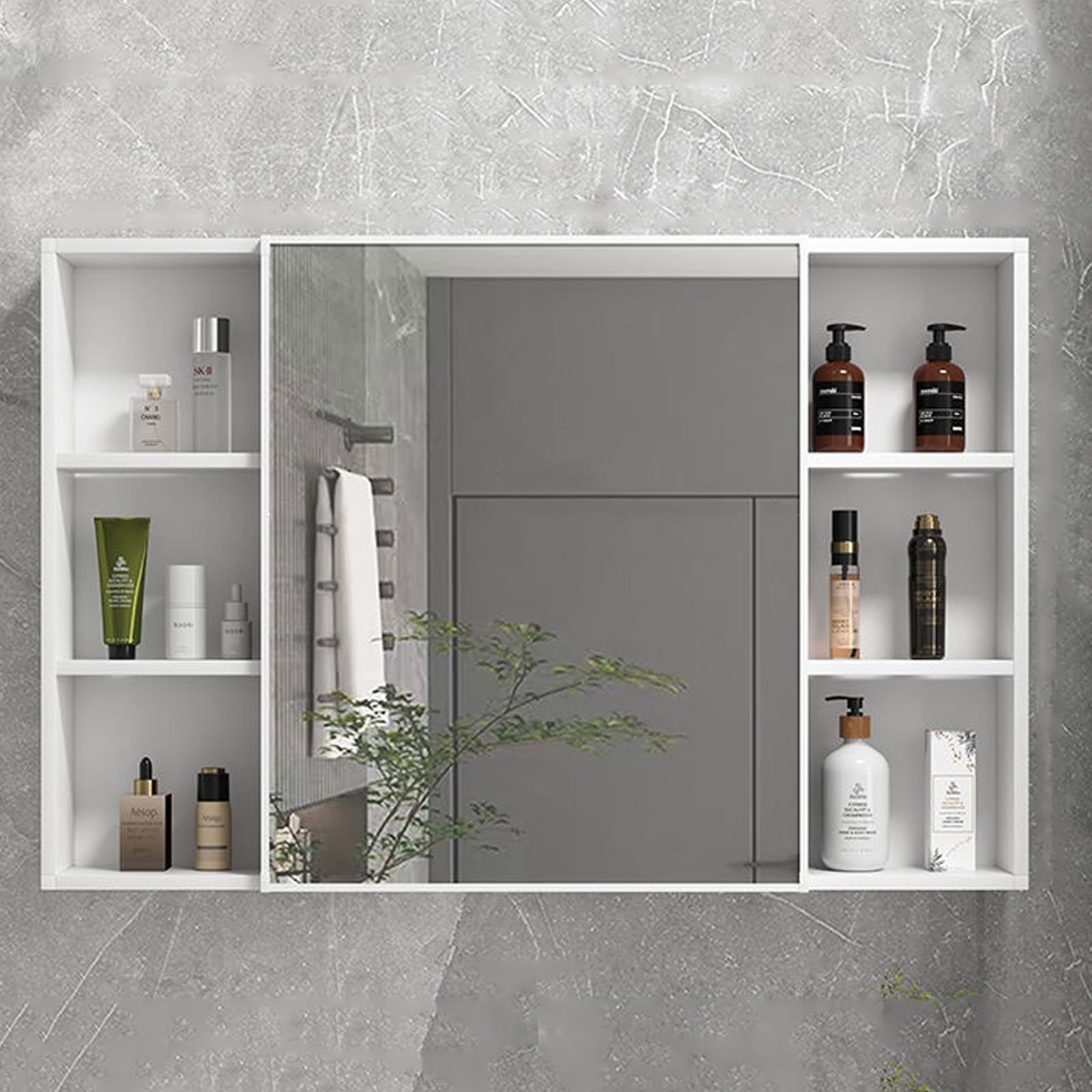 BKSXSOP Wall-Mounted Bathroom Cabinet with Mirror, High-Density Aluminum Material, Waterproof & Moisture-Proof, Space-Saving Storage nizer for Essentials