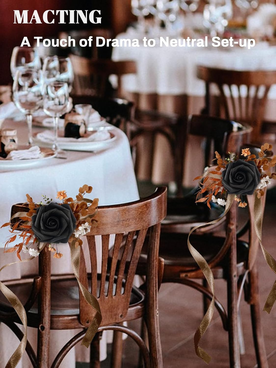 MACTING Artificial Black Rose Flowers 30PCS Real Touch Fake Flowers with Stem Foam Roses for DIY Wedding Bouquet Gifts Table Centerpieces Party Bridal Shower Home Spring Valentines Day Decorations - Image 6