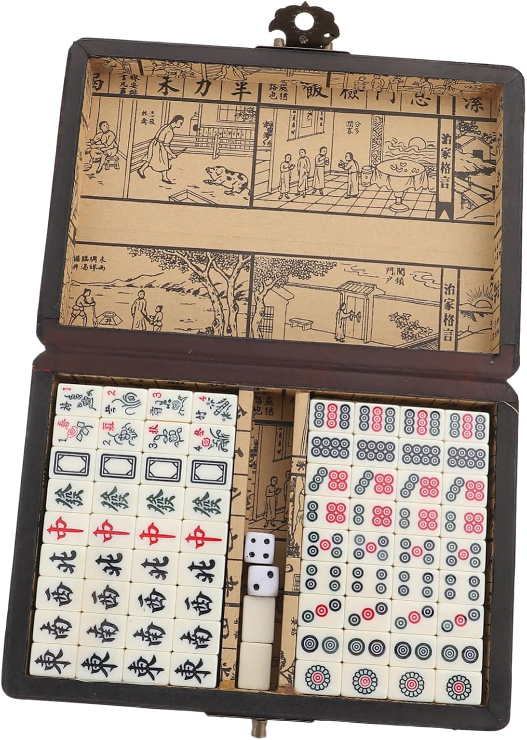 Totority 1set Portable Chinese Mahjong Set Carry Box Lightweight Travel-Friendly Game for Family Gatherings and Fun Activities