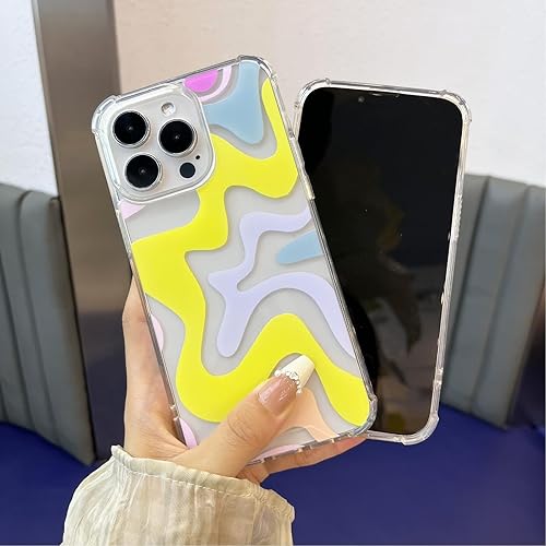 Miniatura 9 de Ginkgonut Funda compatible con iPhone 14 Pro, diseño ondulado simple y simple para mujeres y niñas, funda de TPU suave + protección de policarbonato