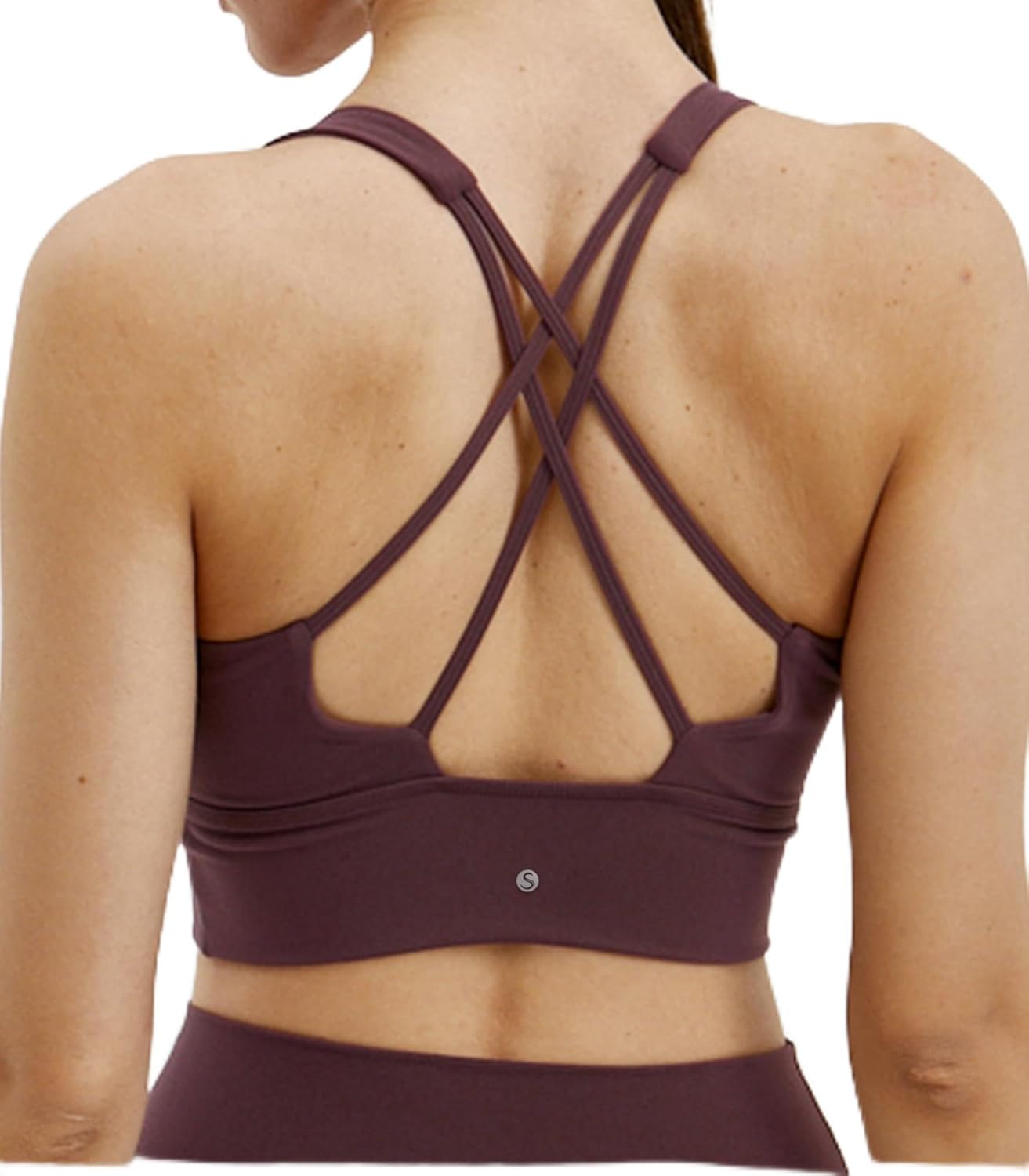 Sogetdo Supportive Sports Bras for Women Racerback Spaghetti Strap Padded Gym Workout Yoga Top