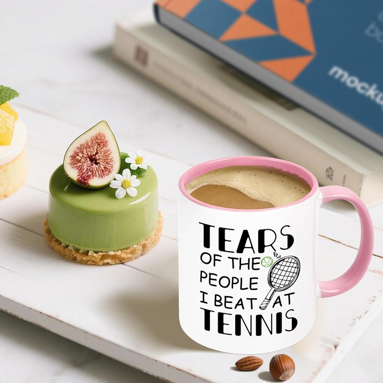 Tennis Gifts for Men Women, Funny Tennis Gifts Mug Cup for Players or Coaches, 11 Oz Two Tone Coffee Mug (White & Pink) - Image 2