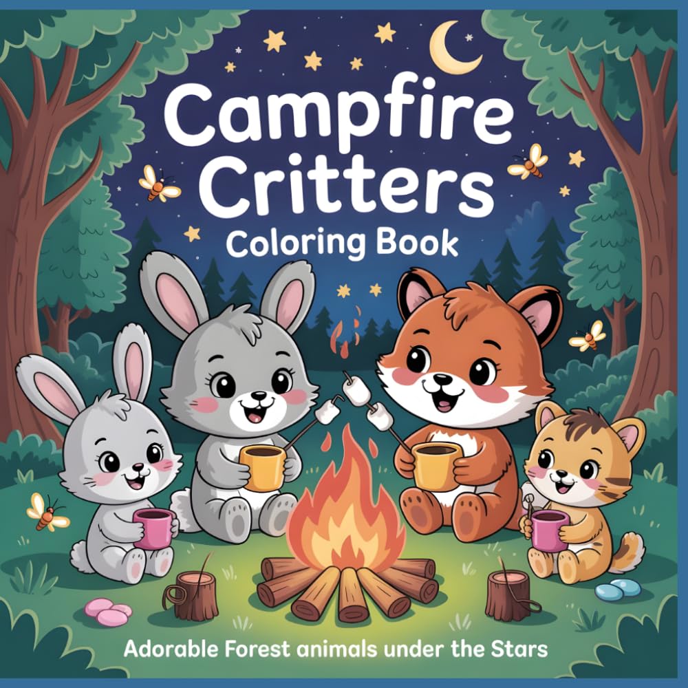Campfire Critters Coloring Book: Adorable Forest Animals Under the Stars (Cozy Critters Coloring Series)