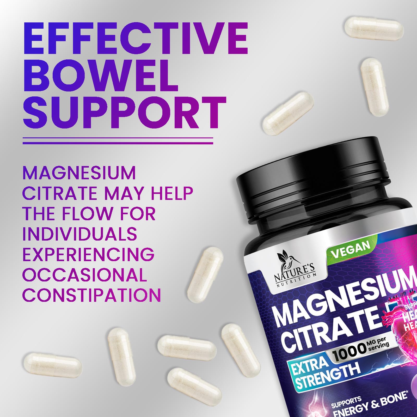 Magnesium Citrate 1000mg Per Serving - 3X Strength Magnesium Supplement for Bone, Muscle, Heart, Natural Sleep Support for Men & Women, Vegan Mag Mineral Pills, Bottled in USA - 120 Capsules — Amazon image 5