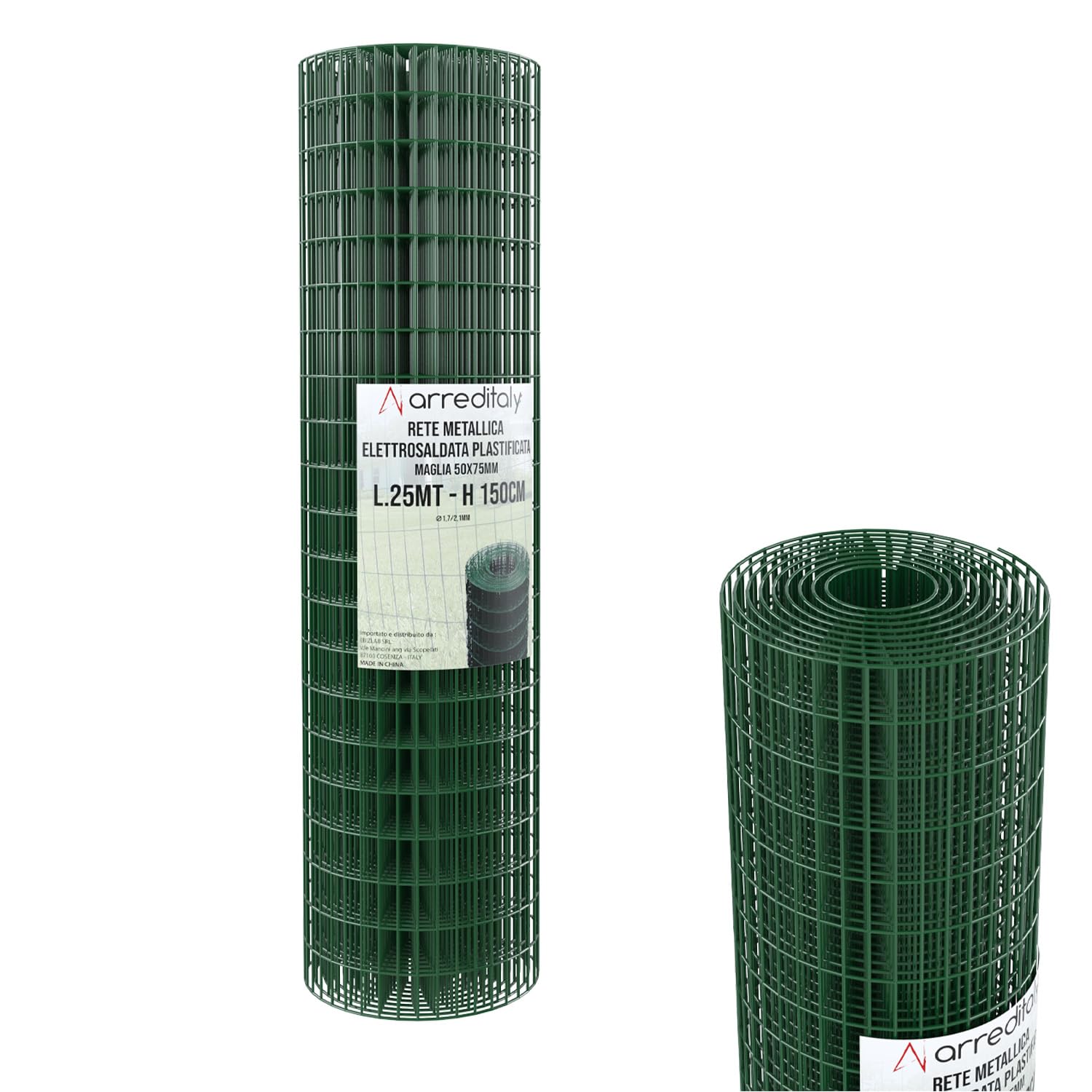 Rete Metallica Per Recinzioni Rotolo 25 M Zincata Plastificata Elettrosaldata Rigida Per Spazi Esterni Giardino Orto Piante (150 Cm)