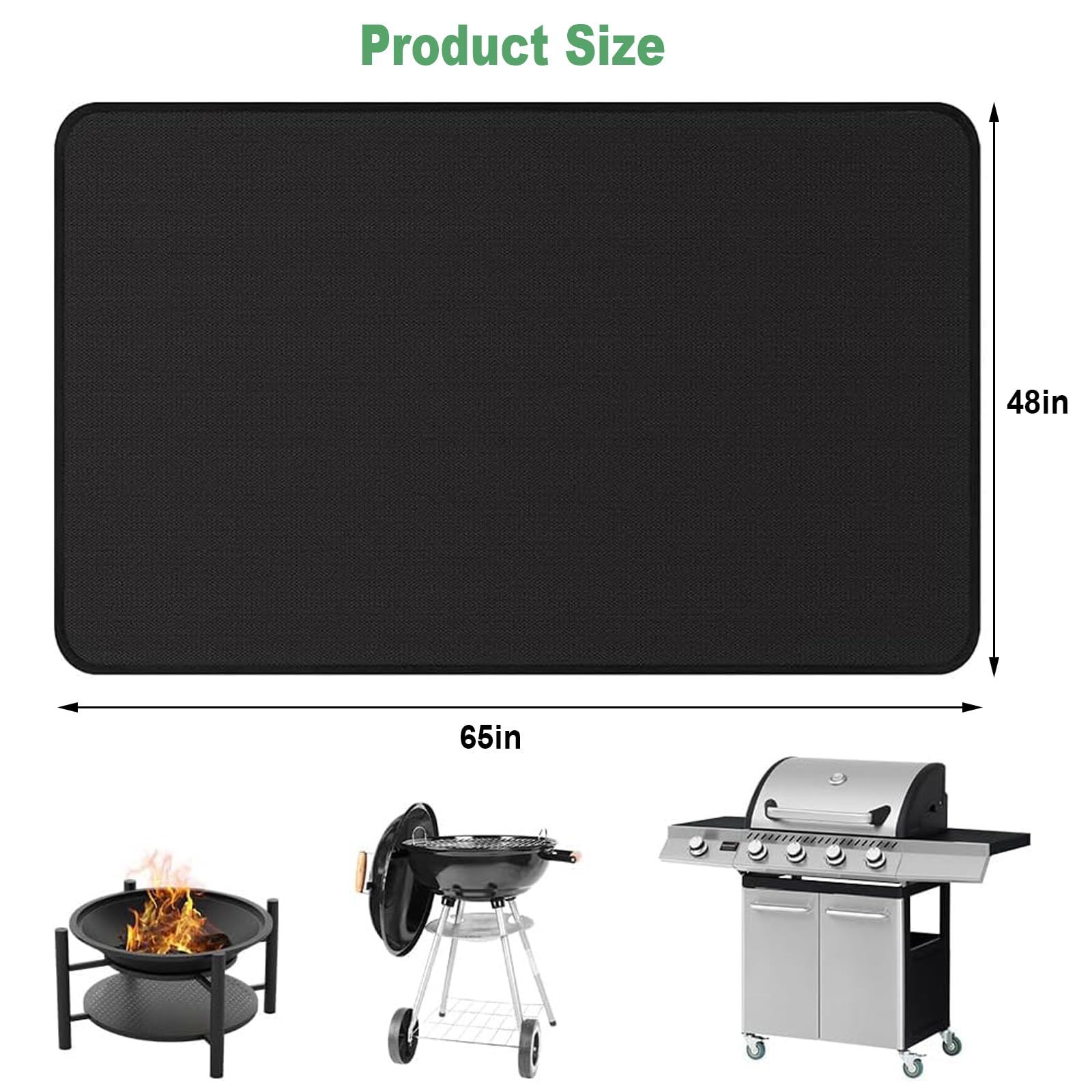 122 x 165cm Alfombrilla Parrilla Fogones, Barbacoa Protector Suelo, Alfombra Barbacoa Exterior Fibra de Vidrio de Silicona, Alfombra Barbacoa Exterior