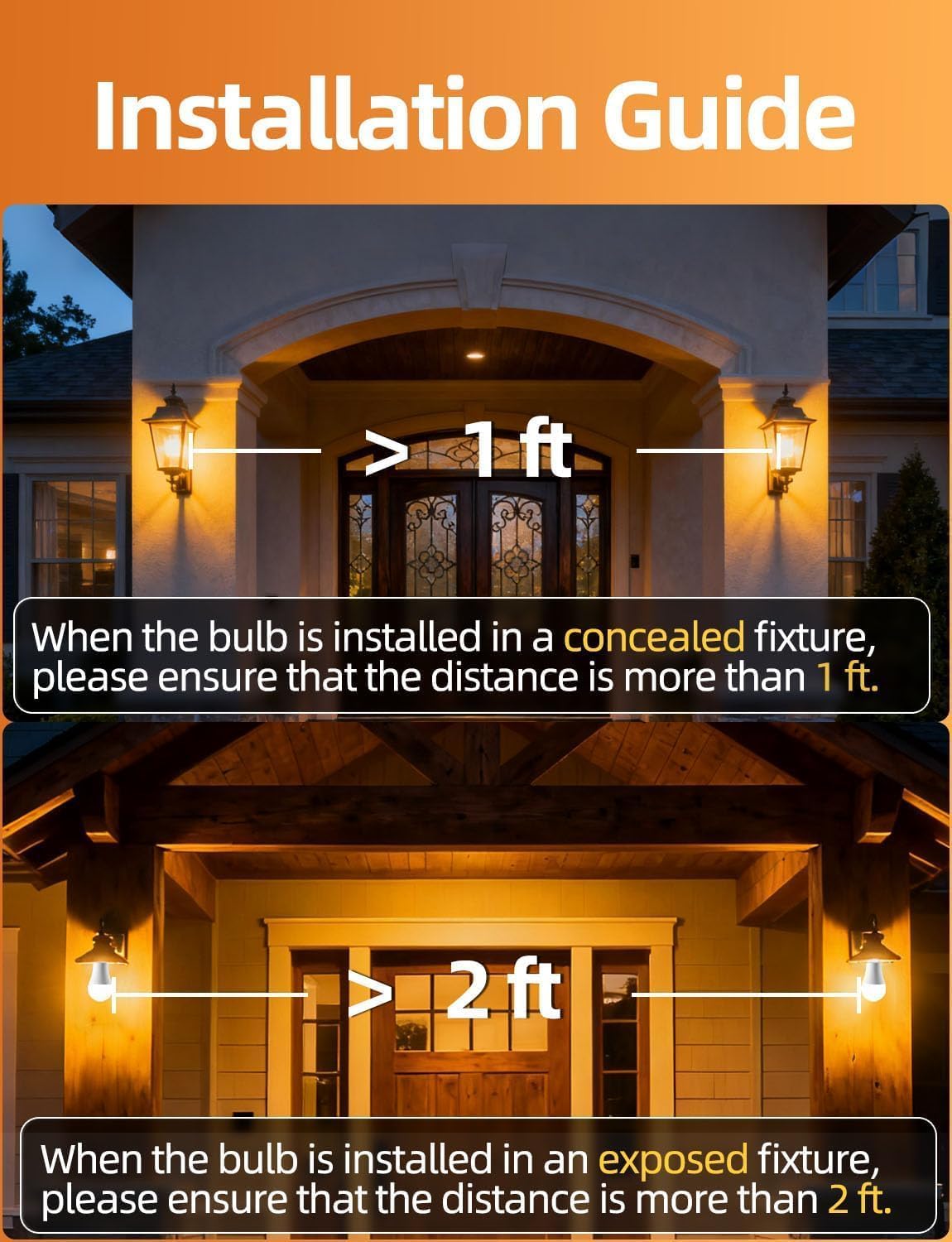 HEKEE Dusk to Dawn Light Bulbs A19 8W 900 Lumens, Outdoor Porch