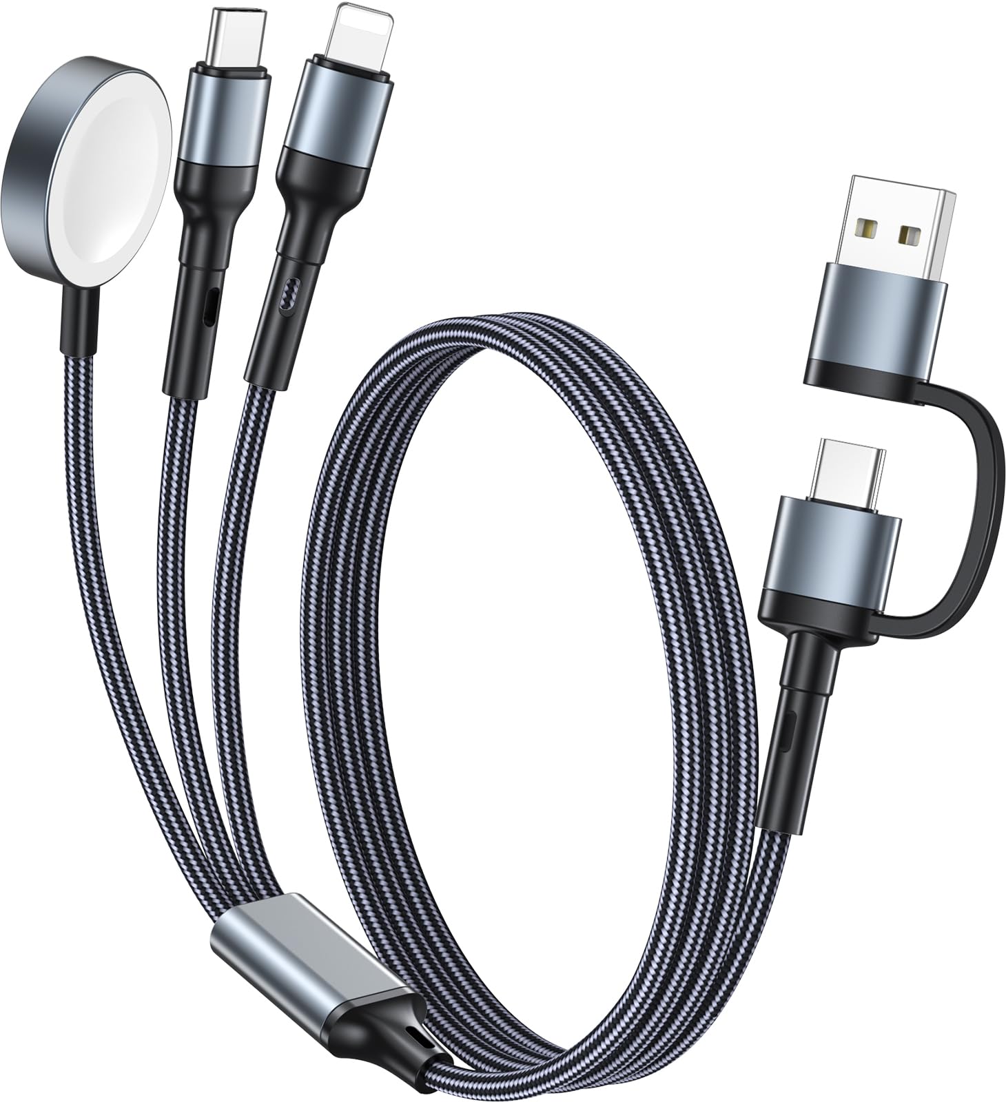 Charger Cable for Apple Watch Upgraded 3 in 2 USB C Fast iPhone Watch Charger USB C Multi Fast Charging Cable Compatible with iWatch Ultra/SE/9/8/7/6/5/4/3/2/1 & iPhone 15/14/13/12/11/Galaxy S23-4FT