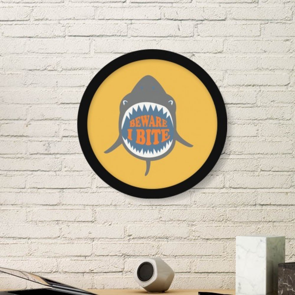 Cadre requin affiche ronde stickers muraux noirs pour salon