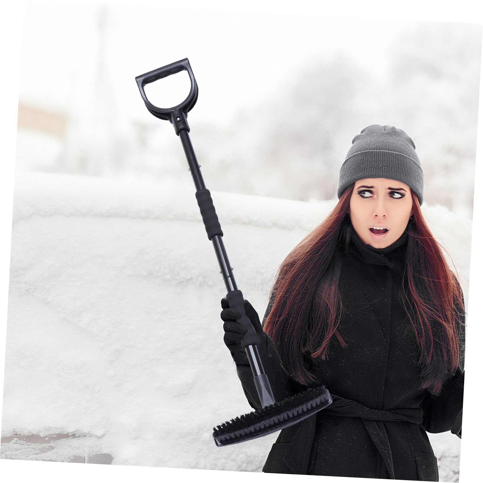 Sosoport Traje De Pala De Nieve para Coche Extensible y Desmontable Incluye Rascador De Hielo Cepillo Quitanieves para Uso Invierno para Limpiar El Parabrisas Techo del Coche