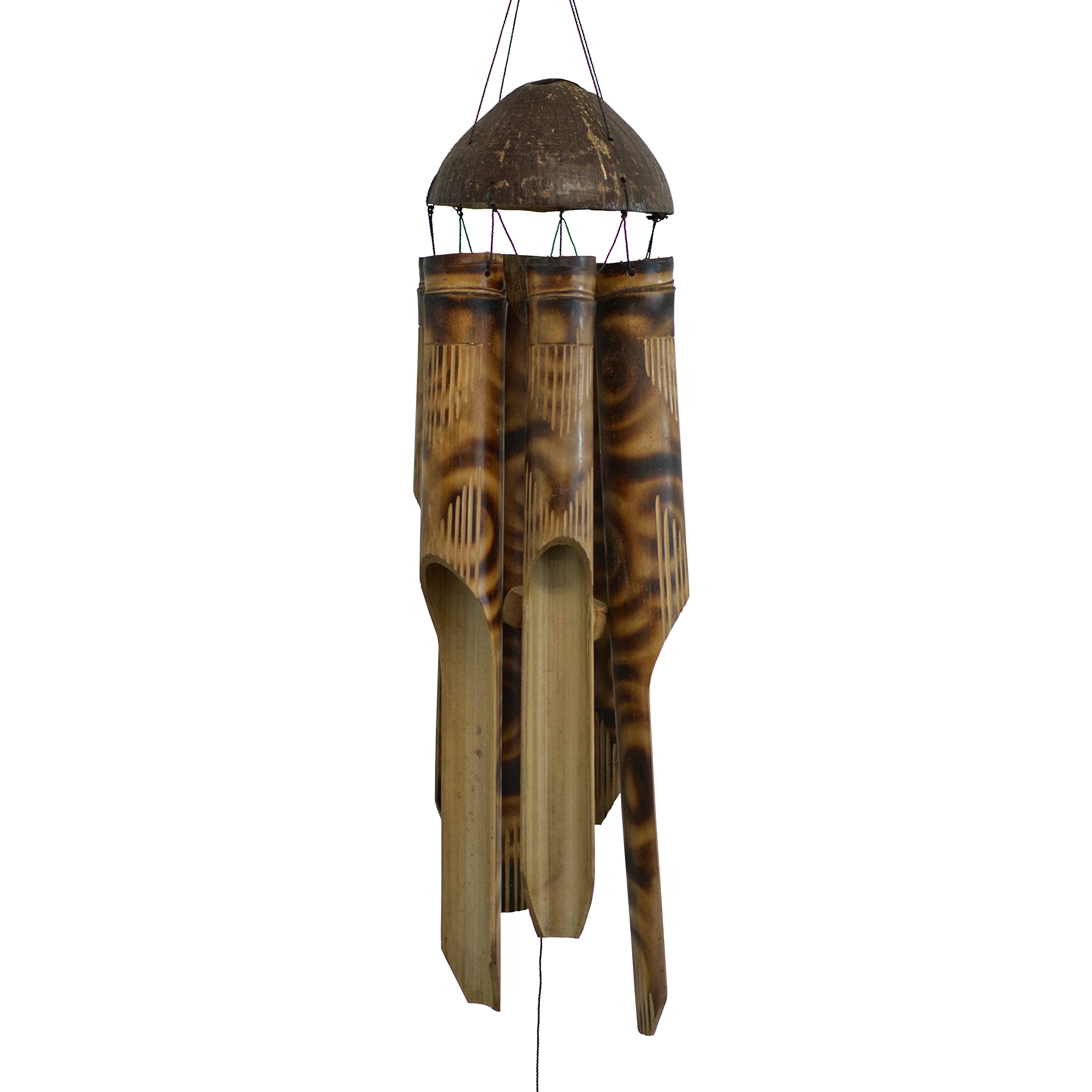 Carillon éolien en bambou de qualité artisanale, finition bois naturel brûlé Cohasset