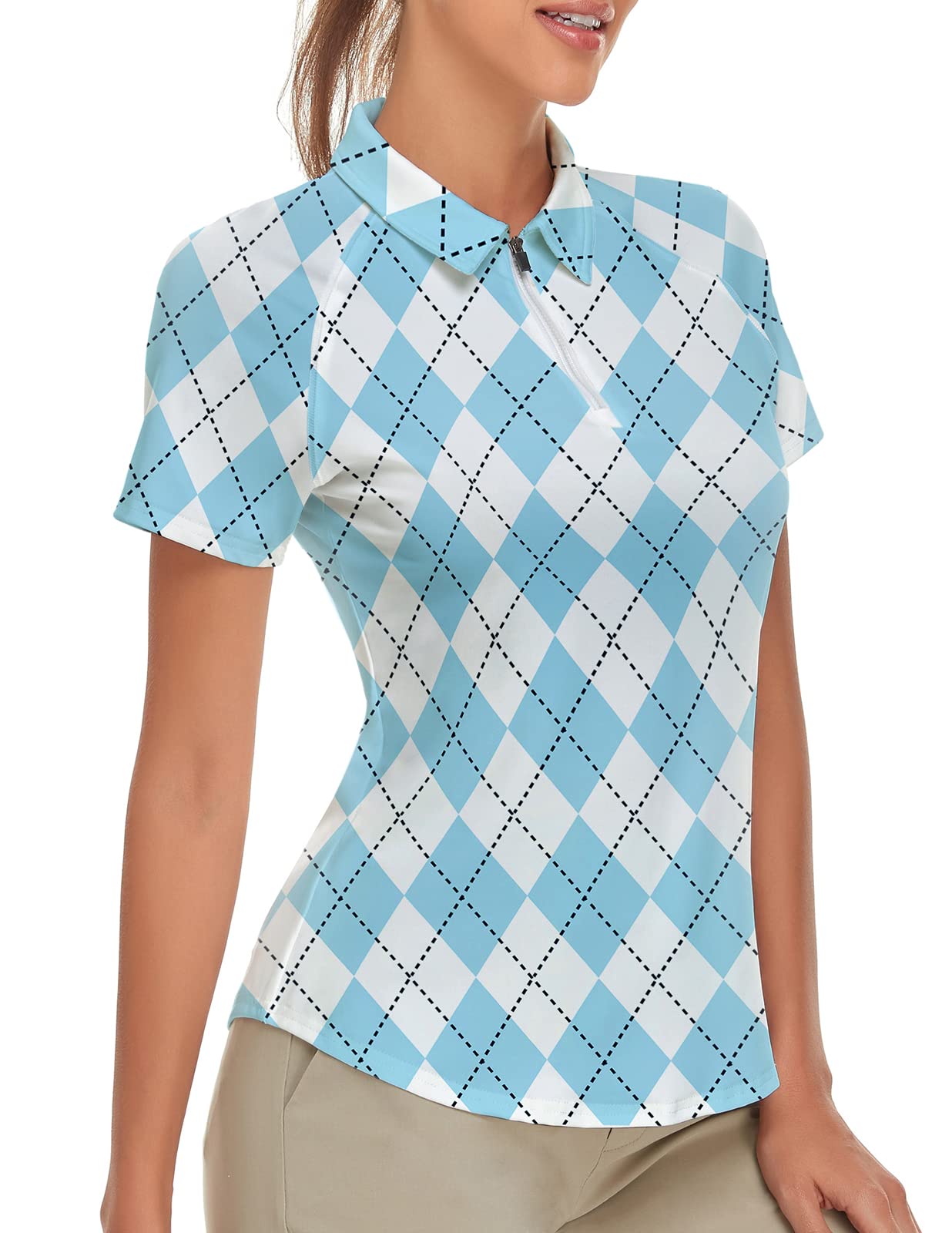 SonevenWomen's Short Sleeve Golf Shirt Moisture Wicking Athletic Golf Polo Shirts Tennis Shirts Dry Fit