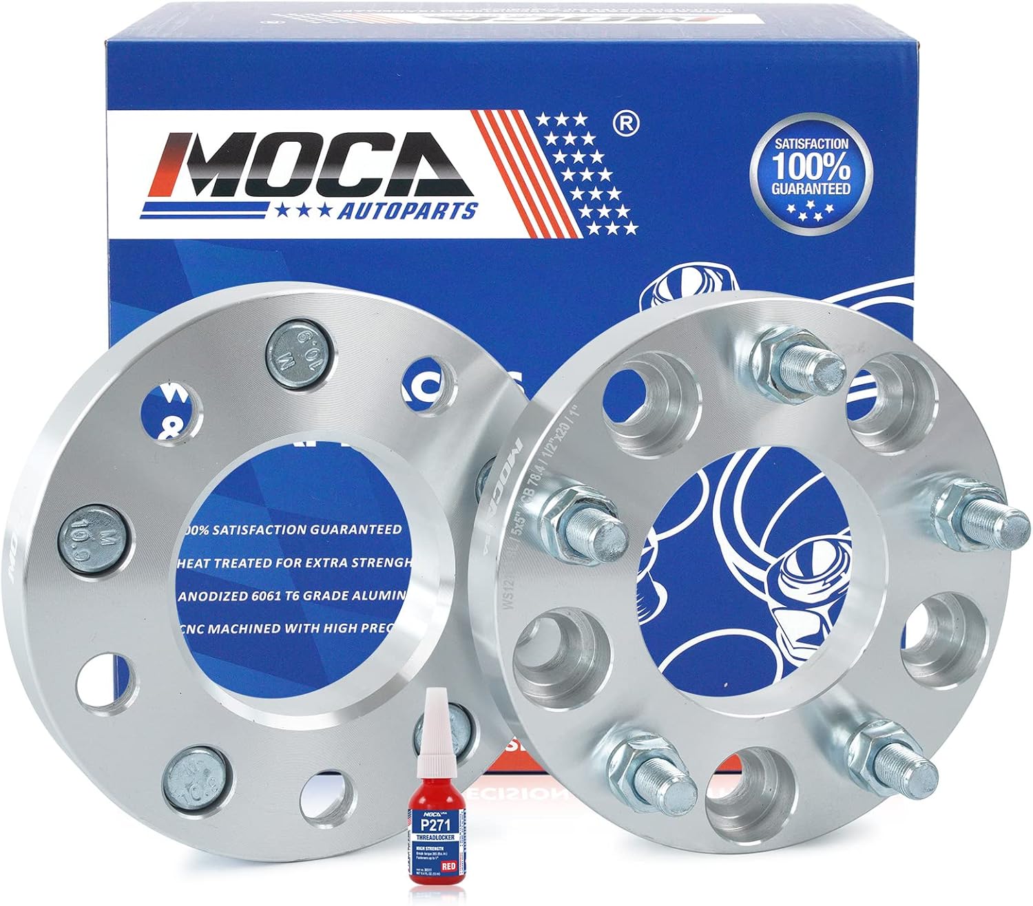 MOCA 25.4mm Wheel Spacer 5x127 Hubcentric Wheel Spacers (78.4mm Bore) - 1/2" x20 Studs Compatible with Buick Roadmaster & for Jeep Wrangler (Silver, Pack of 2)