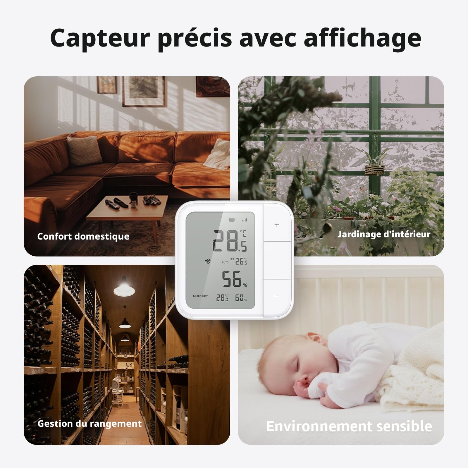 Aqara Thermostat de Pièce sans Fil W100, Thread/Zigbee, Surveillance de la Température & l'humidité, Contrôle à Distance HVAC, 3 Boutons Personnalisables, Matter, Compatible Apple Home, Alexa, Google