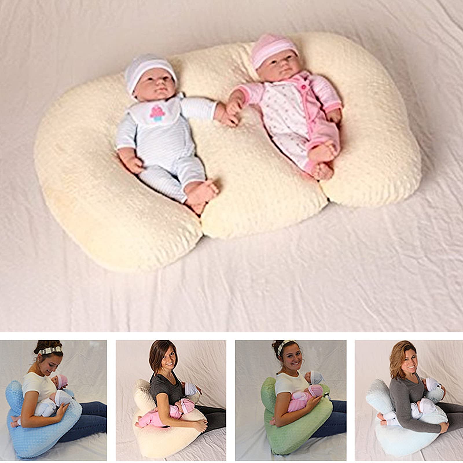 Coussin d'allaitement multifonction pour jumeaux, coussin d'allaitement pour femmes enceintes, lavable en machine, tissu de coton, coussin de soutien double, rose