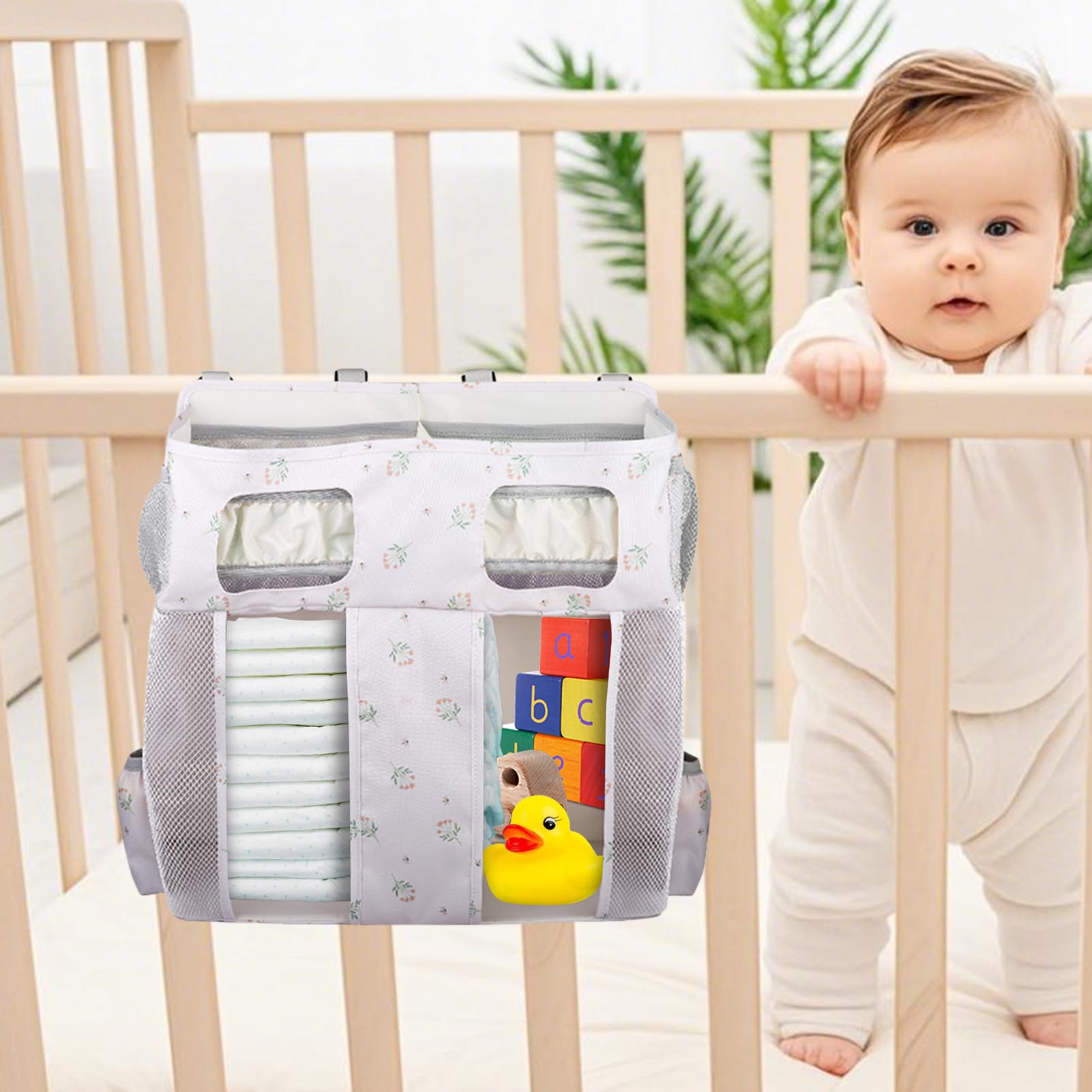 Genérico Organizador Pañales Cuna Oxford Gran Capacidad Multicompartimento | Organizador bolsillos de cuna infantil bolsas guardería Juguetes, Biberón, Babero, Paredes, Cama Infantil, Habitación, Niños