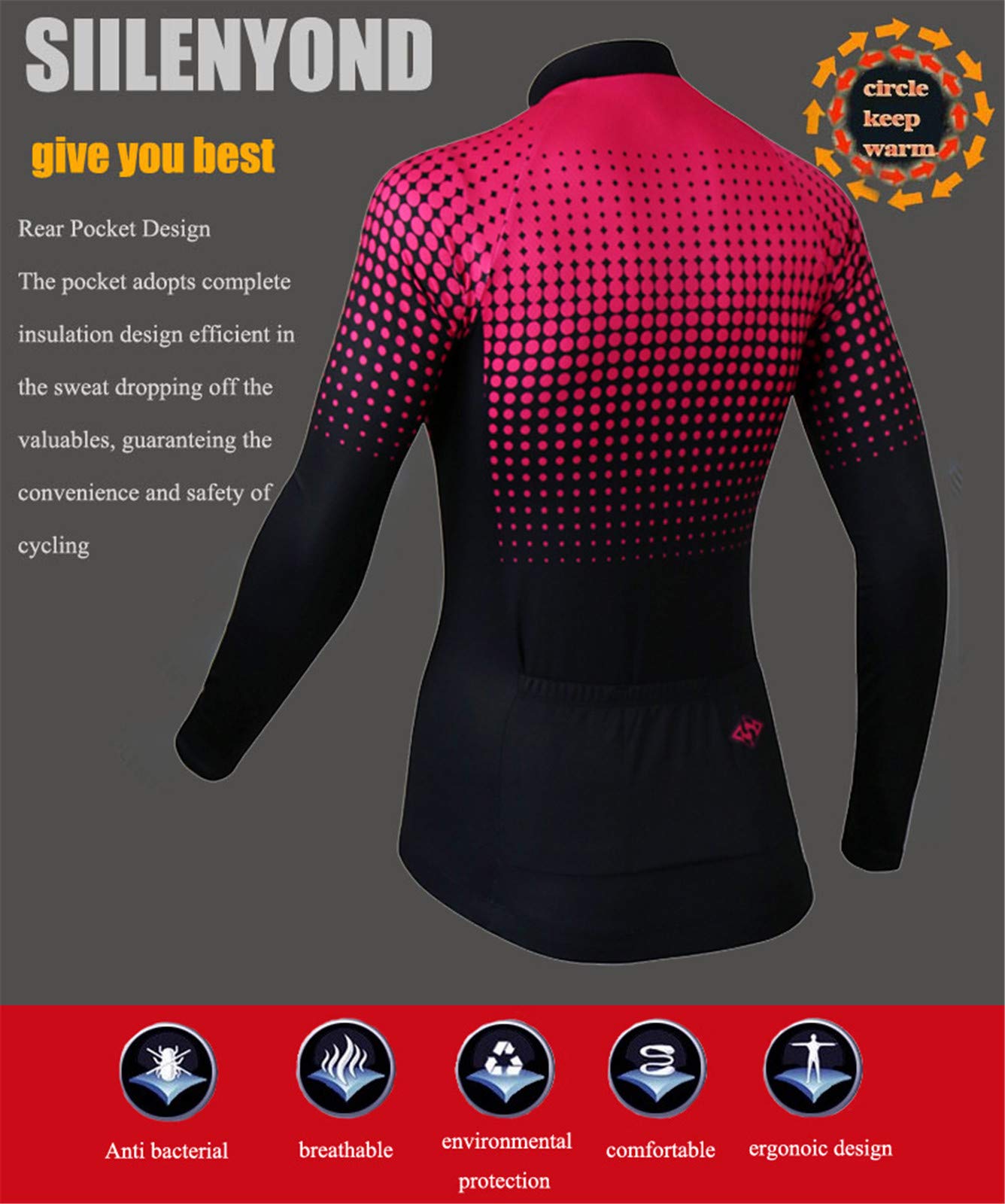Femmes Maillot de Cyclisme Manches Longues Vestes de Cyclisme Coussin Rembourrés en Gel 3D Pantalons Vélo VTT Vêtements Respirant Automne Hiver Thermique Polaire Vêtements BC-21