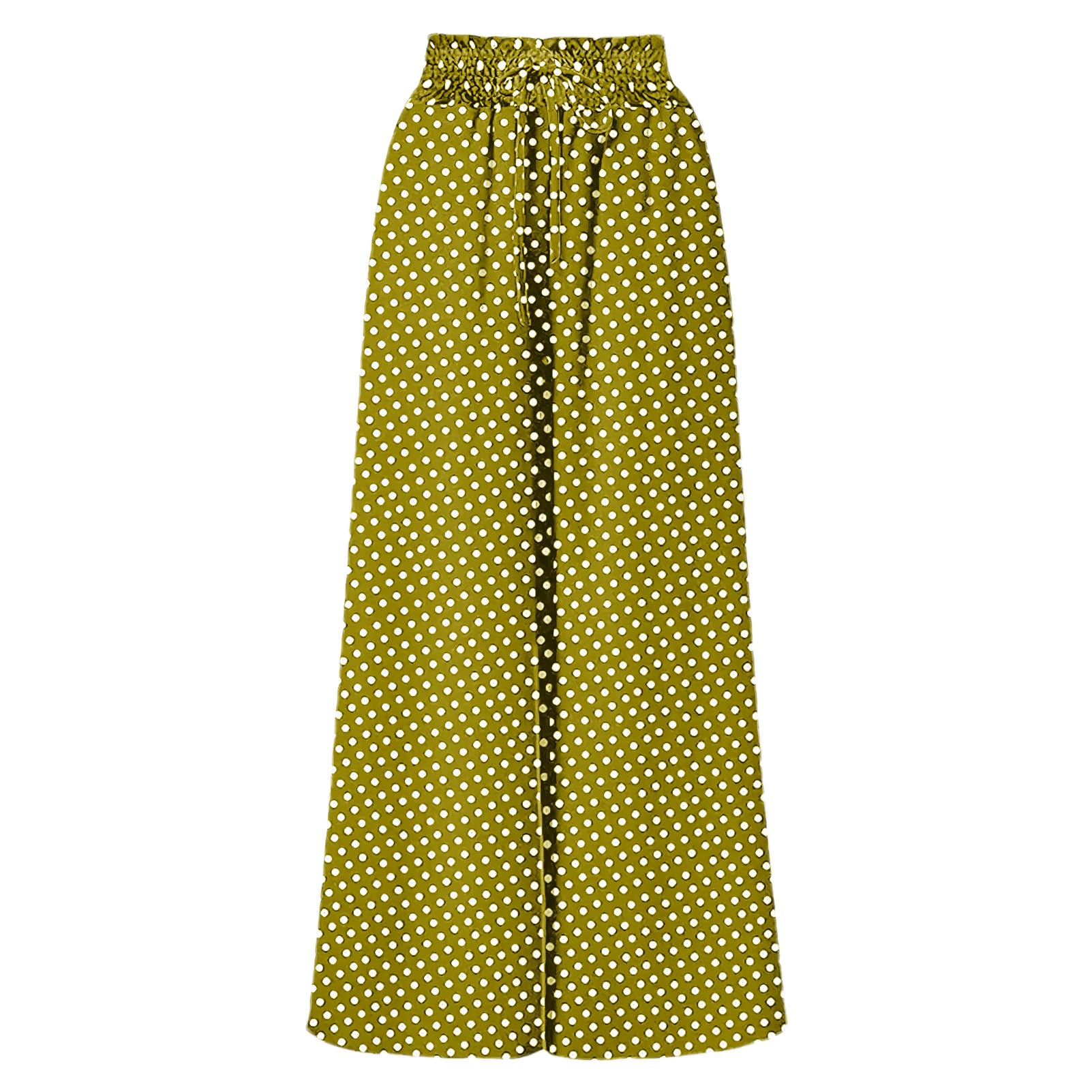 Pantalon Palazzo Femme Long Décontracté à Poches, Bande élastique et Cordon de Serrage