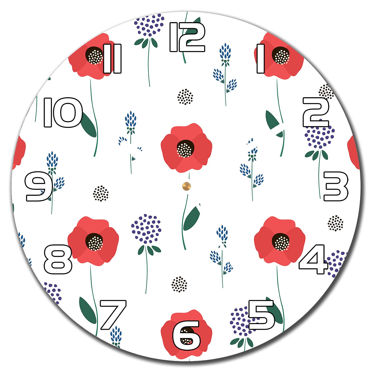 Horloge de cuisine Fleurs de Champ 30 cm en verre moderne pour illuminer vos moments en famille
