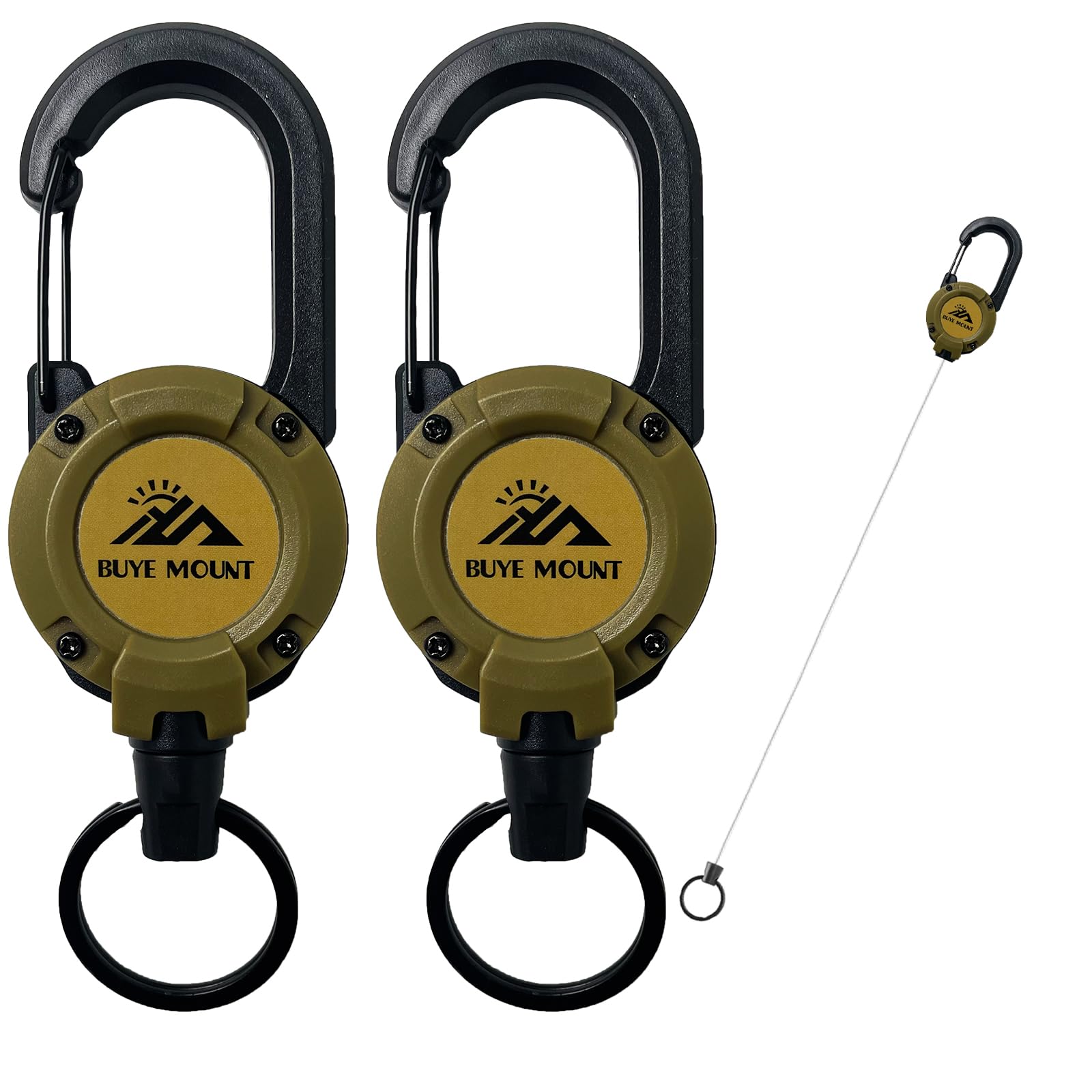 Yojaro Retractable Keychain Heavy Duty 2Pack, Multitool Carabiner Badge Holder, Retractable Keychain Clip Id Holder, Upgraded 58cm Stainless Steel Cord Yellow