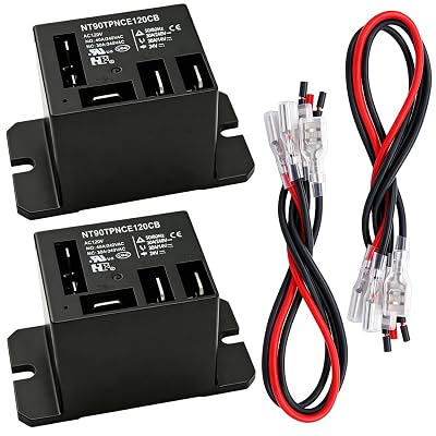 Tnisesm 2PCS Power Relay AC120V Coil, 30A SPDT(1NO 1NC) with Flange Mounting and 10 Quick Connect Terminals Wires Mini Relay NT90-AC120V-10X