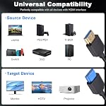 Duttek 8K Courte HDMI câble 1Feet/30, HDMI 2.1 Câble, 48Gbps Extrêmement mince HDMI Hommes à HDMI Câble mâle avec 8K 60Hz Vidéo et 3D HDR pour TV/Xbox, moniteur, PC (Hommes à hommes)