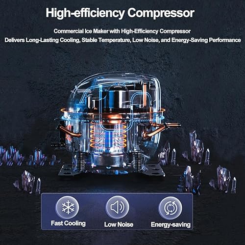 Miniatura 6 de Máquina comercial para hacer hielo de 110 libras24 horas, contenedor de 33 libras, máquina de cubitos de hielo de 220 W de bajo consumo y silenciosa