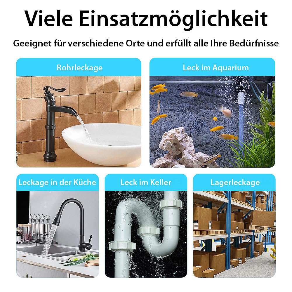 Luminea Home Control sensore livello dell'acqua: Rilevatore di acqua WLAN, Suono di allarme a 80 dB, Wi-Fi (rilevatore acqua smart, d'acqua da pavimento Wi-Fi, ipad)