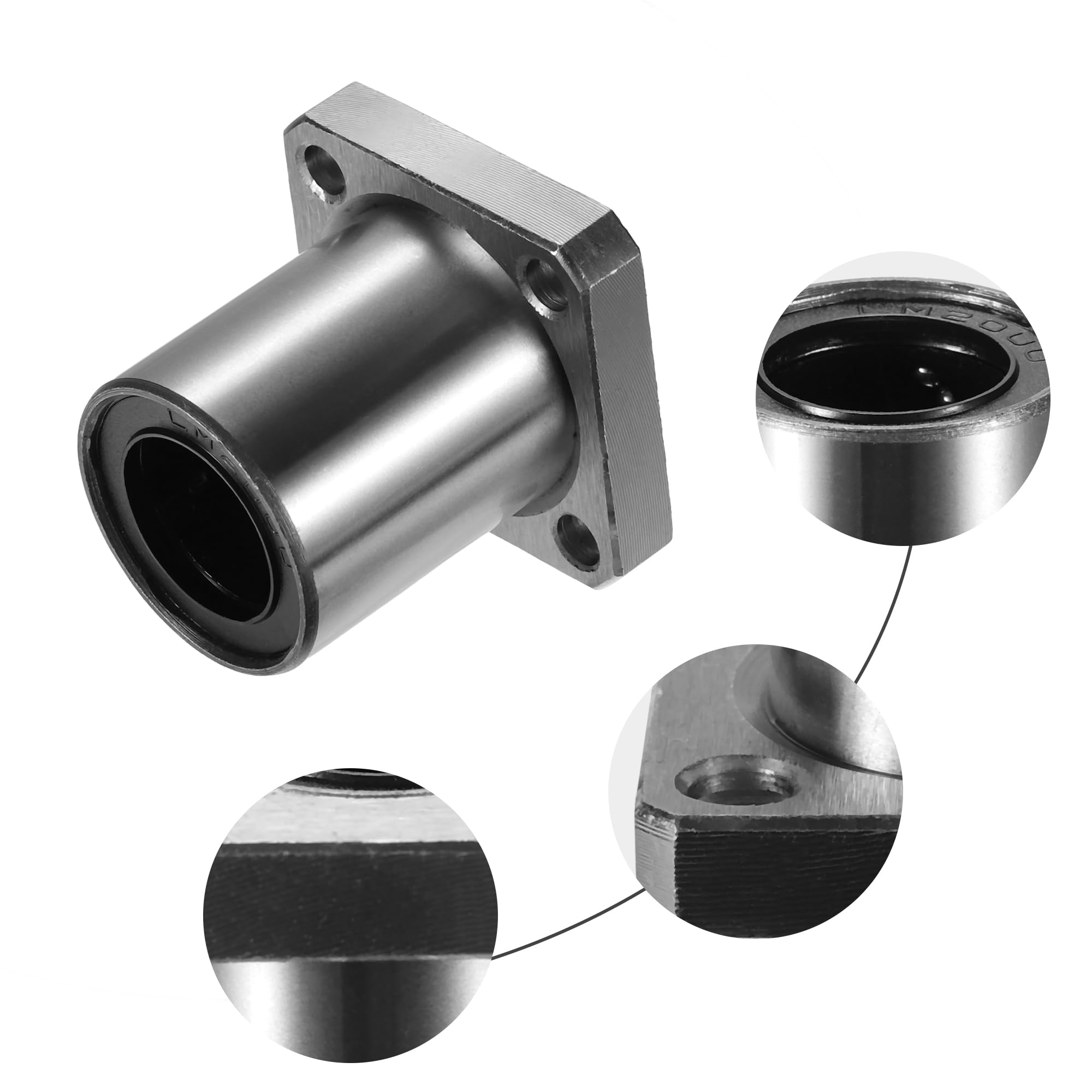 A ABSOPRO Cuscinetti Lineari LMK20UU Quadrato Flangia Argento 2Pz
