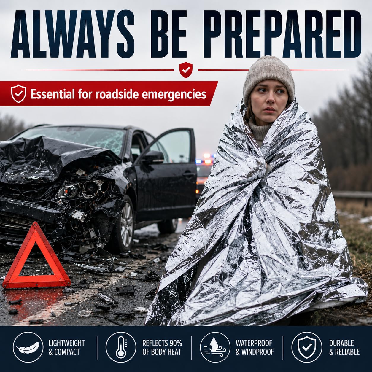 Lot of 50 Emergency Mylar Blankets - 84 x 52 by BH