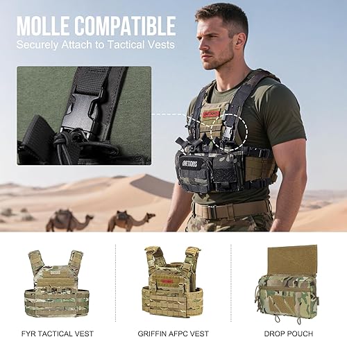 Miniatura 20 de ONETIGRIS Chest Rig, MOLLE Chest Rigs Tactical Chest Rig Dangler Pouch Utility Admin Pouch for Hunting Shooting Hiking Camocolor