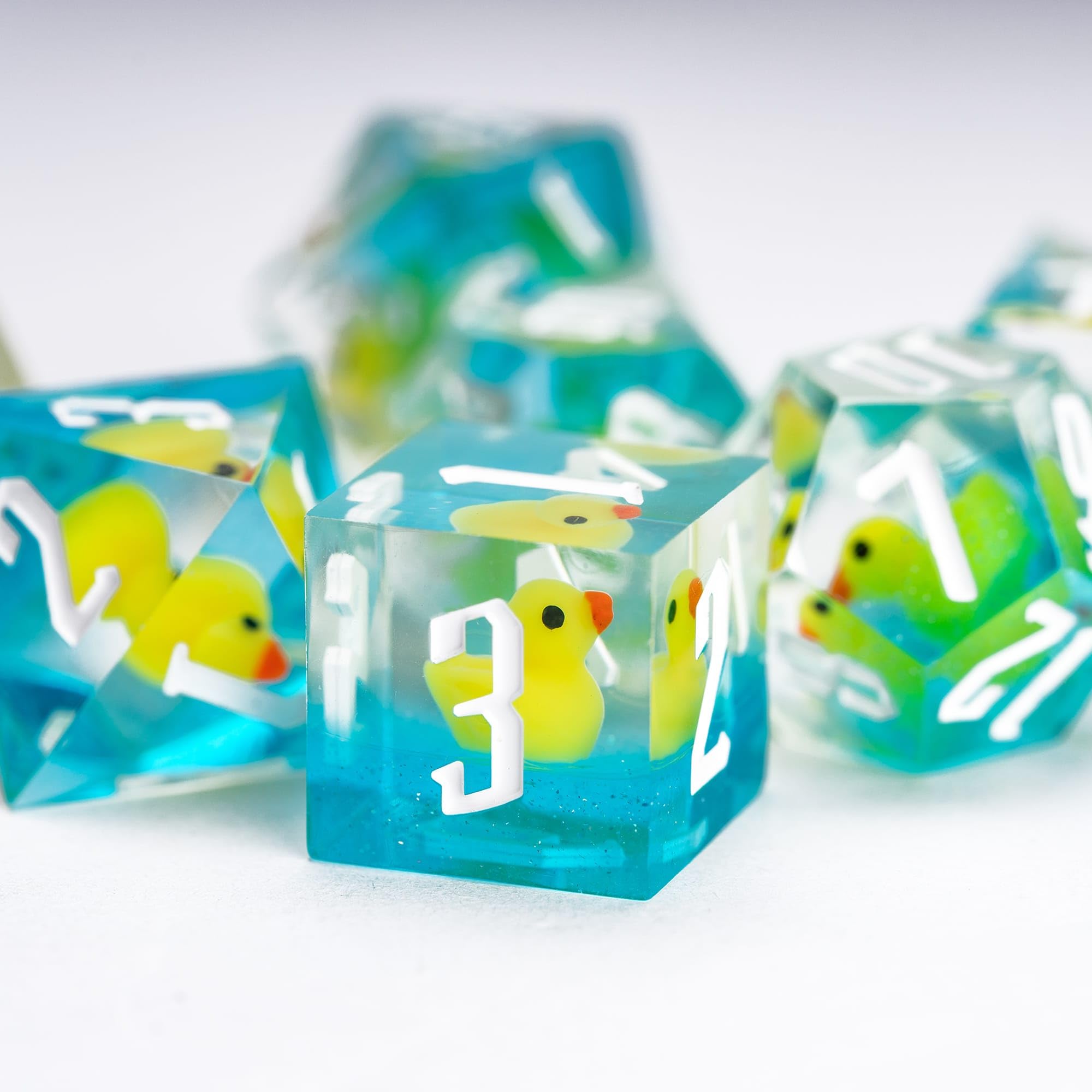 Cusdie 7-Piece Sharp Edges DND Dice Set including Yellow Duck in Elegant Box Perfect for RPG Tabletop Gaming Dungeons and Dragons Role Playing Game - Image 2