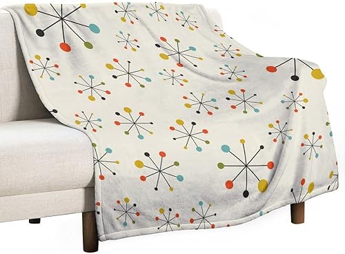 Miniatura 183 de Manta de tiro floral retro de los años 70, estilo bohemio, ondulado, geométrico, hippie, lindas flores, amarillo y naranja, manta con estampado