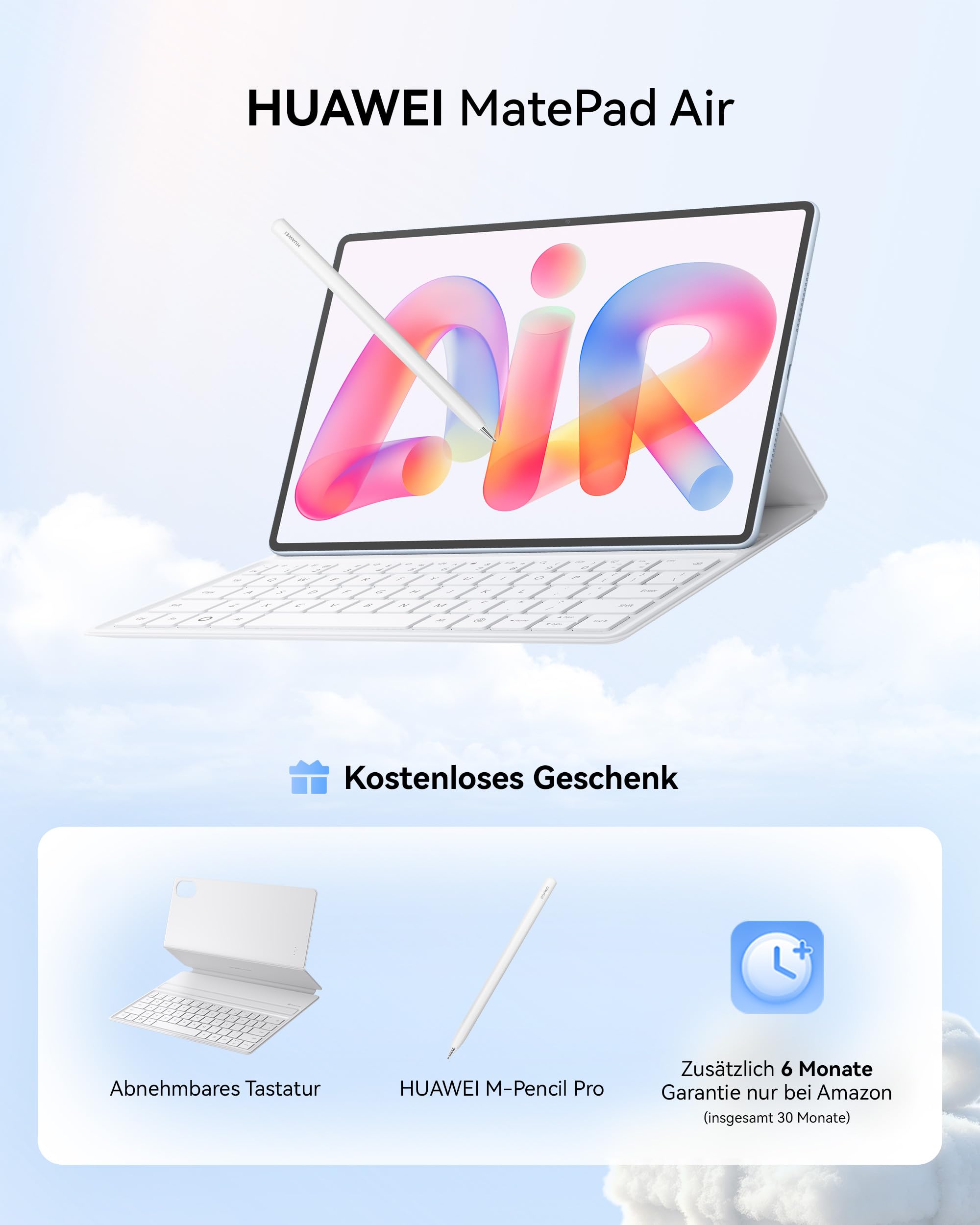HUAWEI MatePad Air 12" Tablet mit M Pencil Pro & Tastatur, 8+256GB