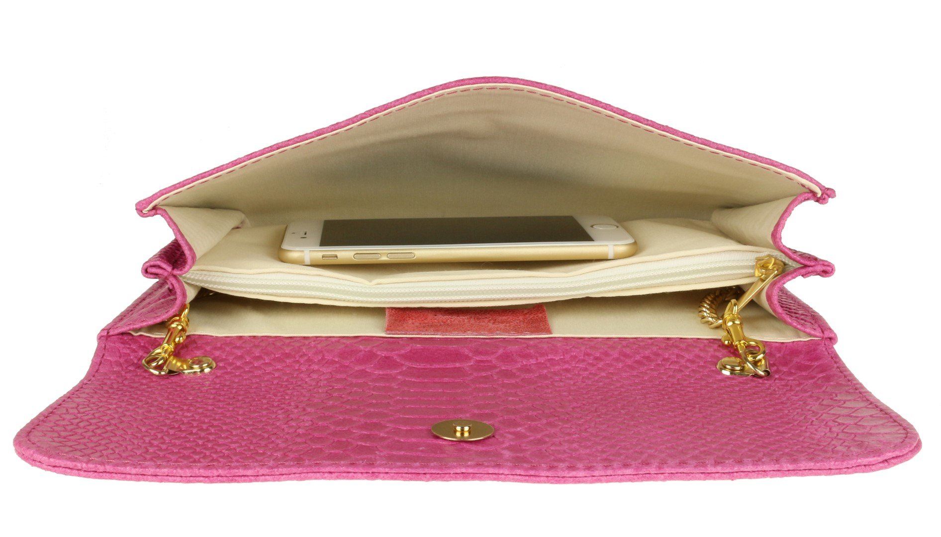 Girly Handbags Bolso Clutch de Piel Italiana con Estampado de Serpiente