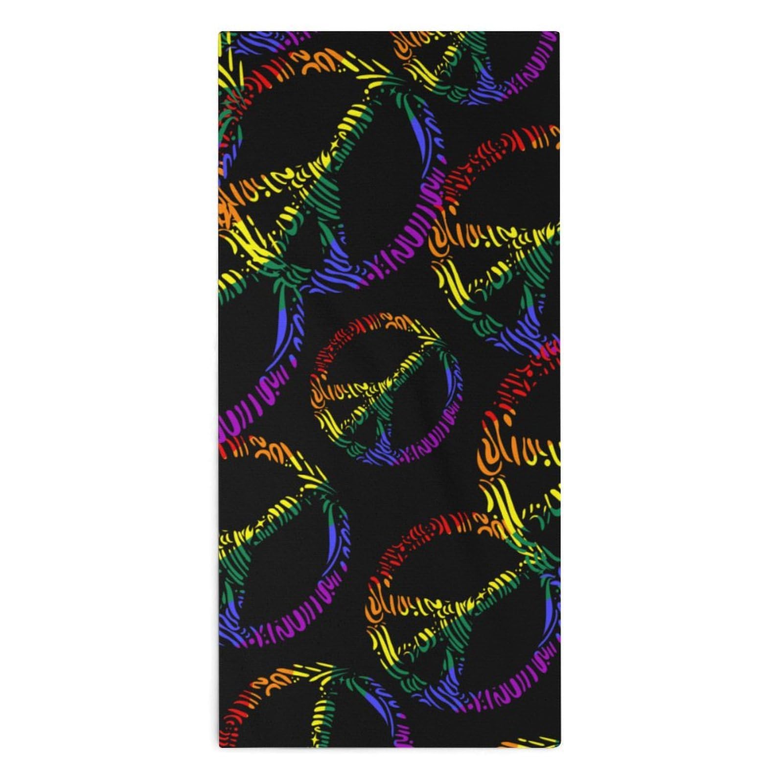 NCLQVJXZKHW Peace LGBT Rainbow Flag Hand Towels Soft Face Towel Gym Bathroom Travel Hotel 13"x28"