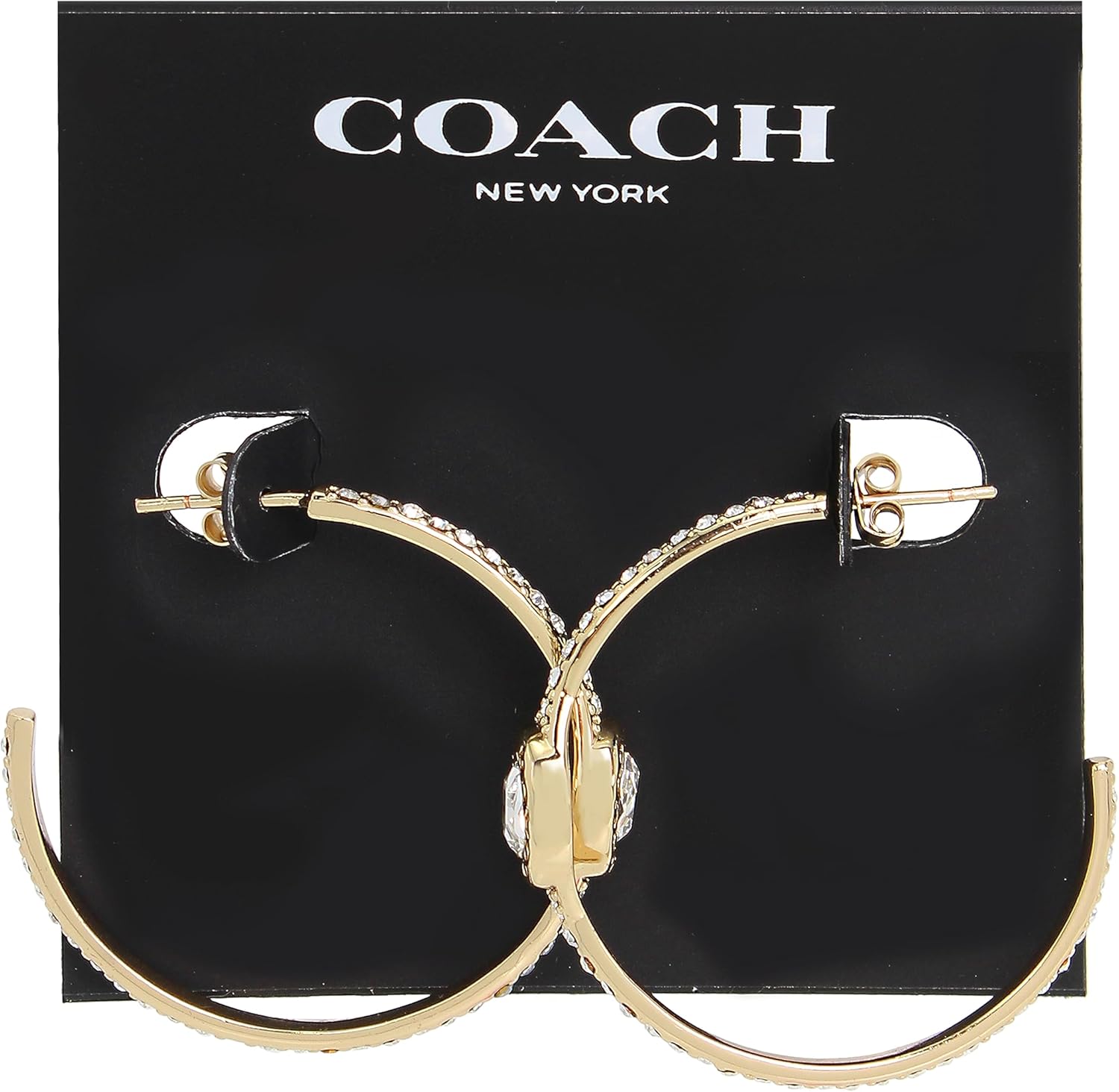 COACH Women's Signature Pave Hoop Earrings - Image 3