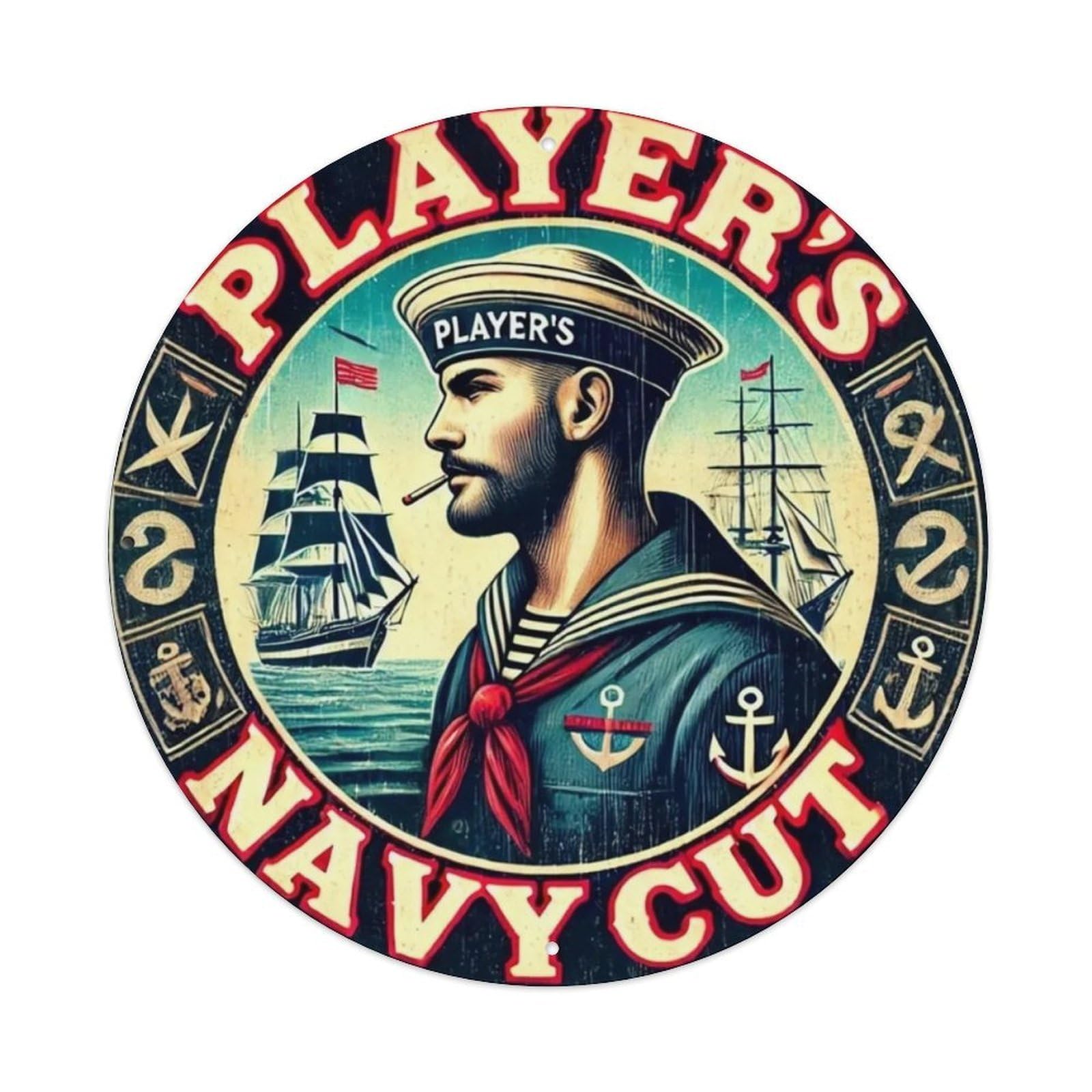 Igtefte Vintage Navy Player Sailor Theme With Ship Anchor Tin Sign Style Home Bar Garden Wall Plaque Decor Metal Poster 8X8 Inch