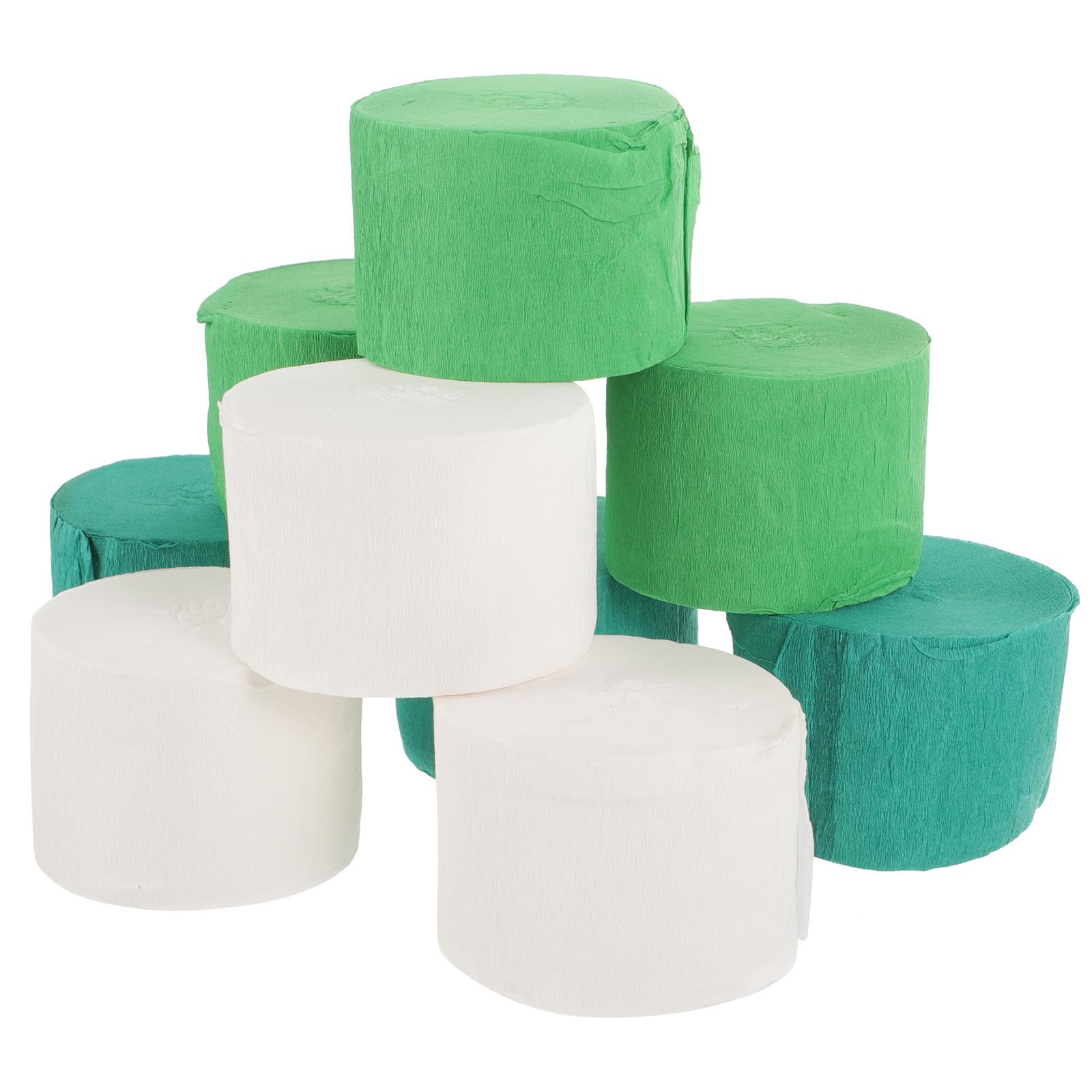 36 Rollos Serpentinas de Papel Crepé Verde y Blanco para Fiesta,