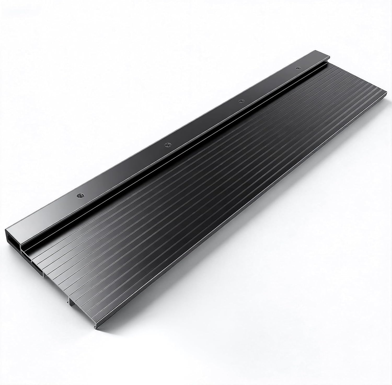 36" Black Adjustable Aluminum Door Threshold – Heavy-Duty, Fit 6-9/16‘’ Width Jambs, Adapts Seamlessly to Door Height for Residential Use