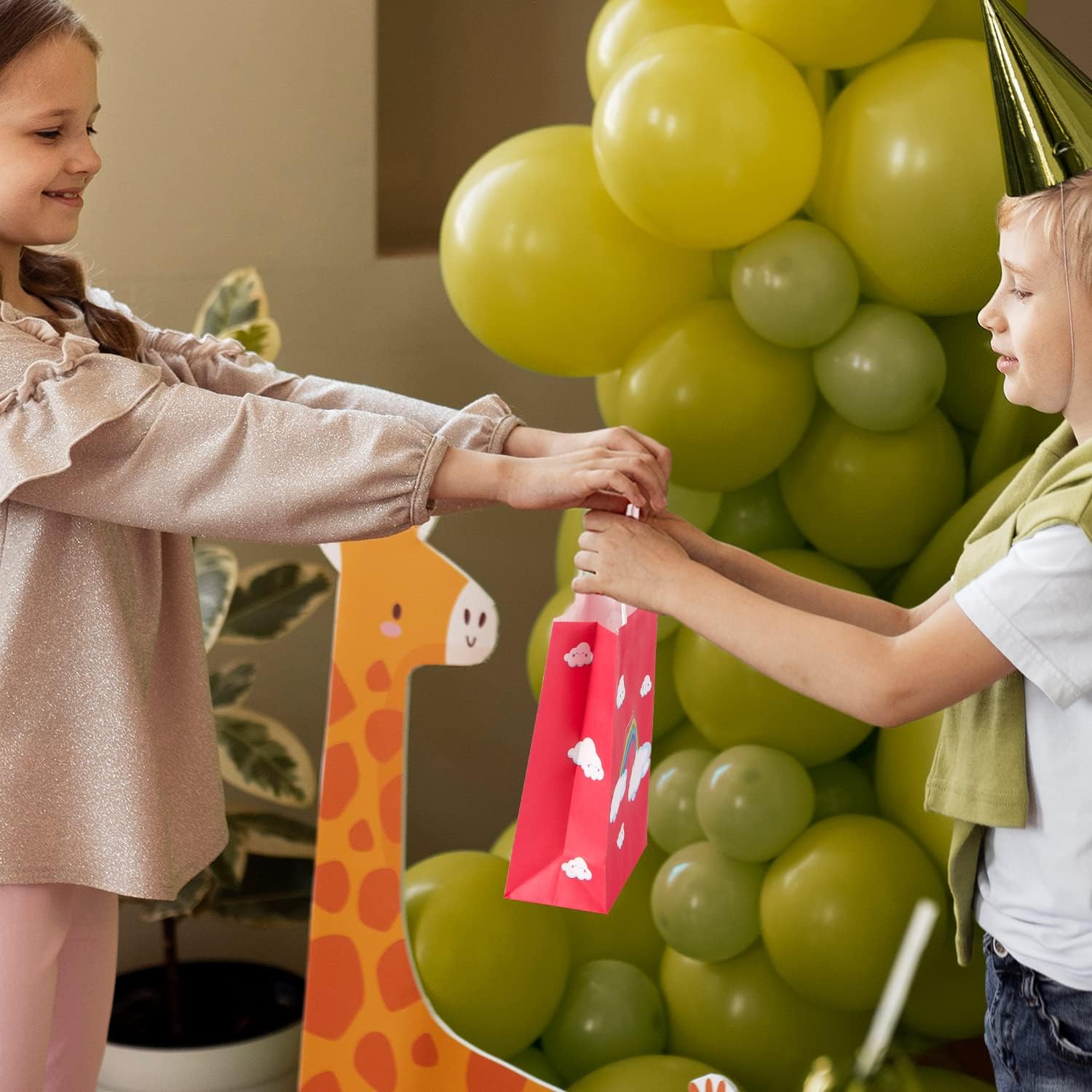 BLEWINDZ 32 Pcs Rainbow Goodie Bags with 32 Tissues - 8.7" Small Gift Bags with Handles for Kids Birthday Party Favors, Baby Showers and Party Supplies - Image 5