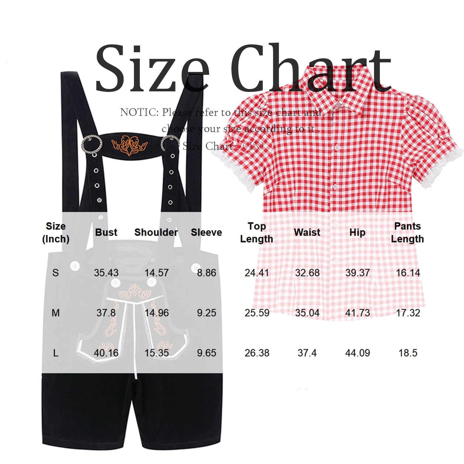 Oktoberfest Damen Outfit Hose Blusen 2 Teilig Trachtenhose Kurz Lederhose Damen Tracht Trachtenbluse Kariert Trachtenlederhose Frauen mit Träger Oktoberfest Kleidung Ink. Hosen und Oberteil
