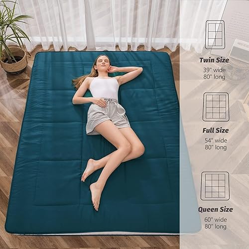 Miniatura 94 de MAXYOYO - Colchón tipo futón japonés, acolchado, para cama, extra grueso, plegable, transpirable, tumbona para el suelo, cama de invitados para Azul