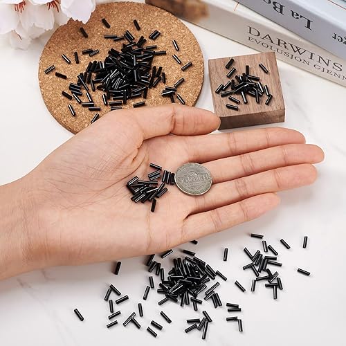 Miniatura 6 de Pandahall Aproximadamente 1250 unidades1.76 oz de tubo de vidrio Bugle Beads 0.236x0.071 in Separadores de cuentas de semillas de vidrio sueltas