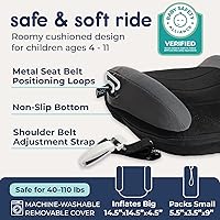 Vista 3 de Hiccapop UberBoost Asiento Elevador Inflable para Automóvil Asiento Elevador Estrecho sin Respaldo Inflable para Viajes Asiento Elevador Negro