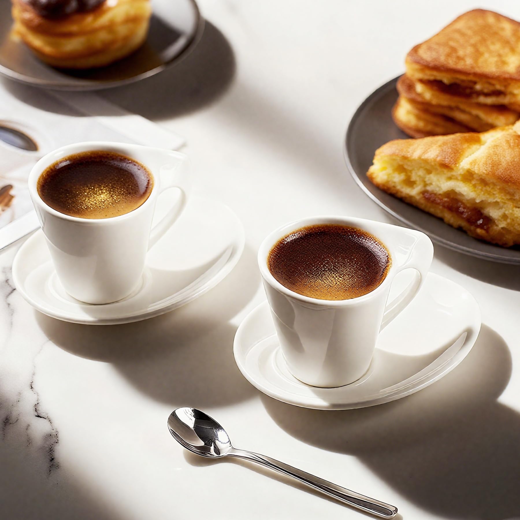 Lot de 6 Tasses Expresso à café avec soucoupes sur support, porcelaine, 80 ml, service à café pour 6 personnes tasse, a cafe avec support